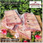 Beef rib CHUCK SHORTRIB 5 RIBS US USDA Nebraska ANGUS frozen portioned parallel cut with the rib 3/8" 1cm (price/pack 1kg 10-11pcs)